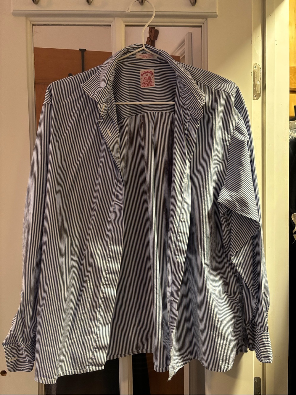 Brooks Brothers Blue and White Striped Cotton Shirt